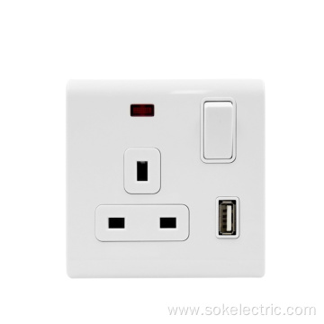2.1A 13A USB Charger Double Pole Switched Outlet